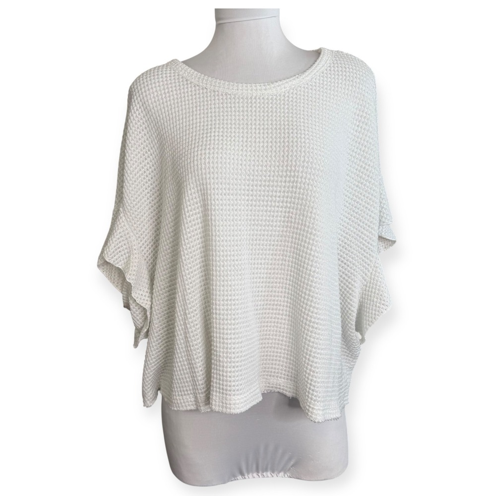 Arula White Waffle Knit‎ Top Dolman Sleeve Size C 3X